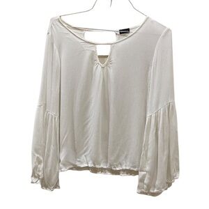 Love Culture White Long Sleeve Boho V-Neck Blouse Size Large